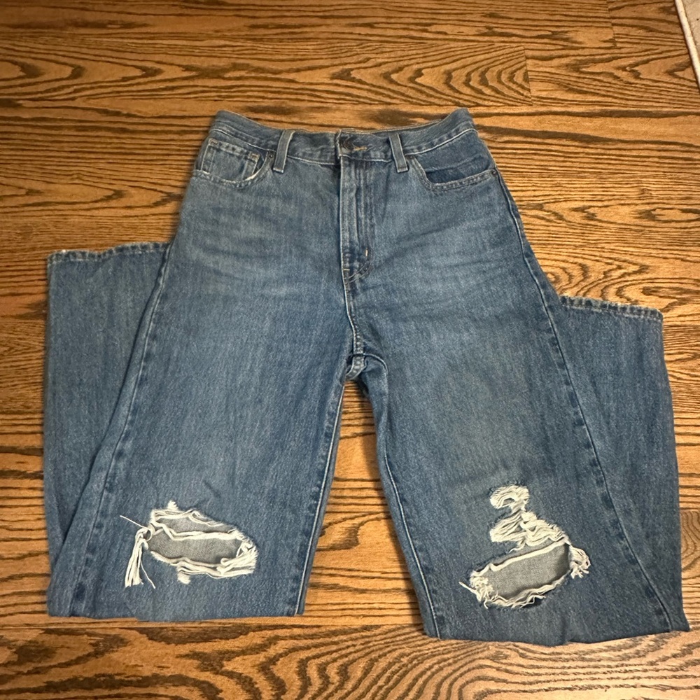 Levi's Blue Straight Leg Distressed Denim
